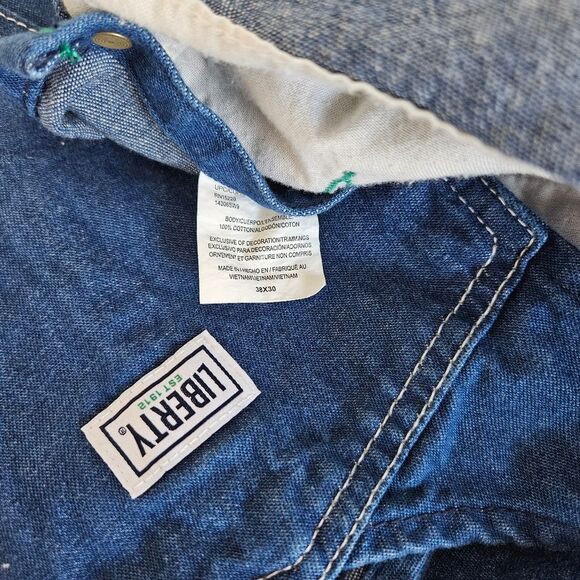 Liberty | Denim Jean Bib Overalls, Mens 38 x 30 Unisex Relaxed Fit - Picture 10 of 10